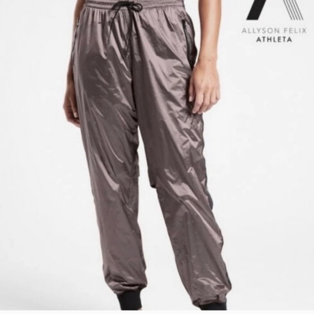 ATHLETA x Allyson Felix, Legend Luxe Track Pant, Black/Dark Purple Grey, Size SP - Picture 3 of 16